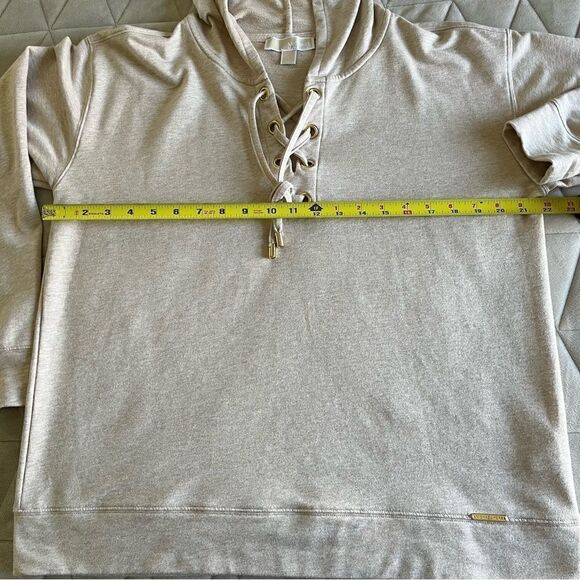 Michael Kors Long Sleeve Tie Lace Up Hooded Top Gold Oatmeal Color Size Large - Picture 5 of 7